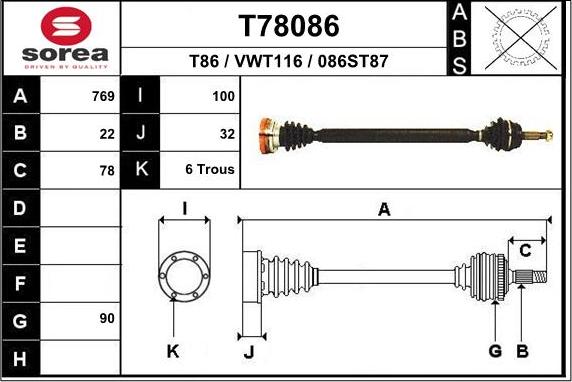 EAI T78086 - Приводний вал avtolavka.club