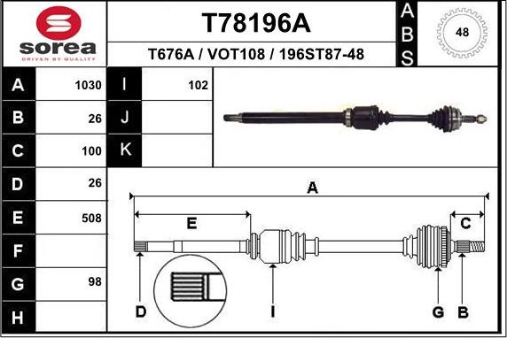 EAI T78196A - Приводний вал avtolavka.club