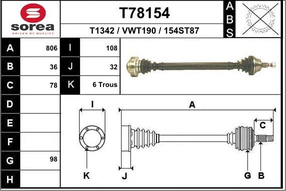 EAI T78154 - Приводний вал avtolavka.club