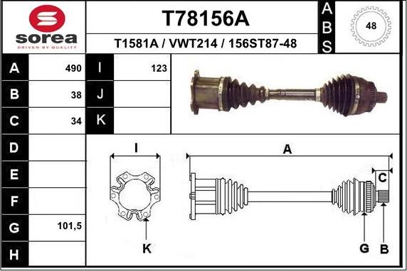 EAI T78156A - Приводний вал avtolavka.club