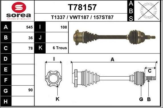 EAI T78157 - Приводний вал avtolavka.club