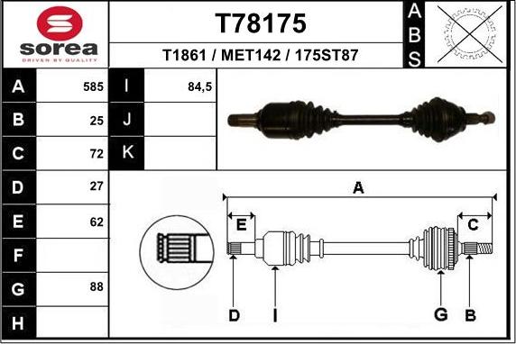 EAI T78175 - Приводний вал avtolavka.club