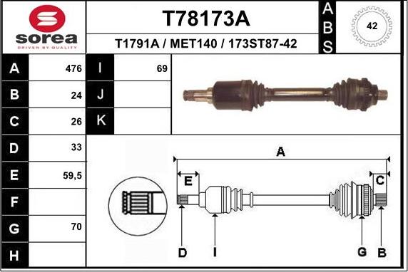 EAI T78173A - Приводний вал avtolavka.club