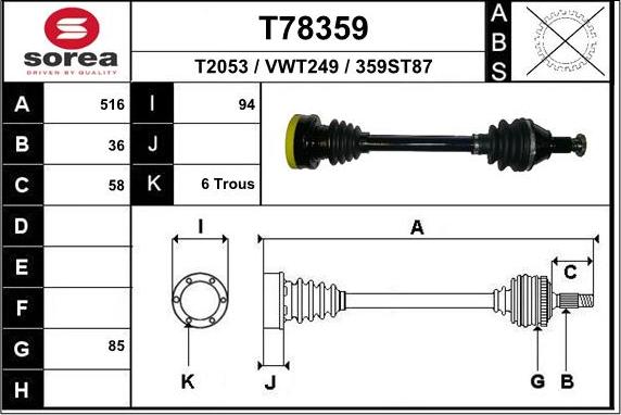 EAI T78359 - Приводний вал avtolavka.club