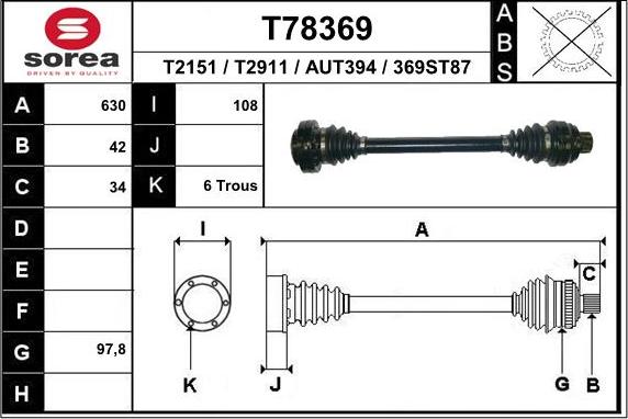 EAI T78369 - Приводний вал avtolavka.club