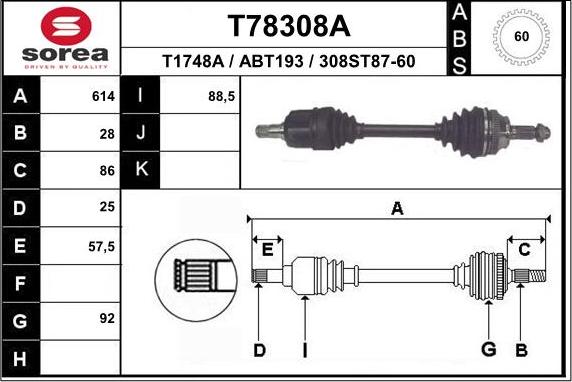 EAI T78308A - Приводний вал avtolavka.club