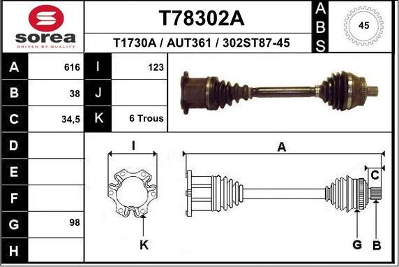 EAI T78302A - Приводний вал avtolavka.club