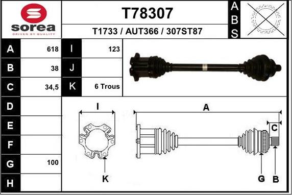 EAI T78307 - Приводний вал avtolavka.club