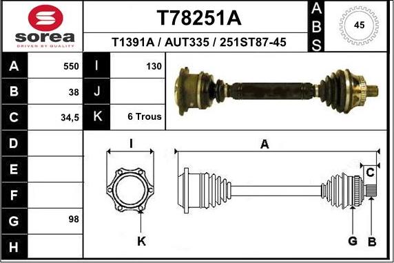 EAI T78251A - Приводний вал avtolavka.club