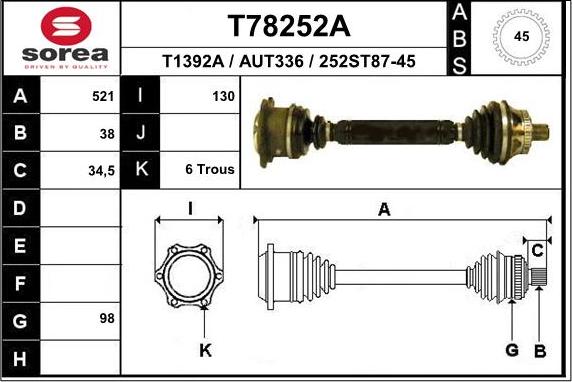 EAI T78252A - Приводний вал avtolavka.club