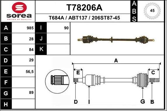 EAI T78206A - Приводний вал avtolavka.club