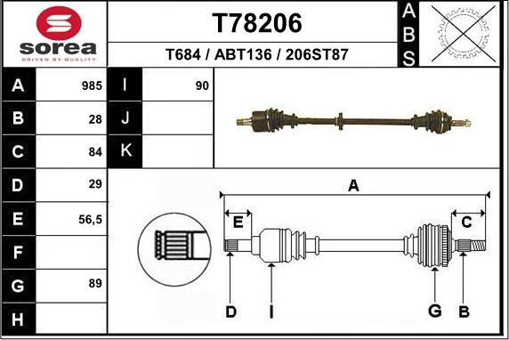 EAI T78206 - Приводний вал avtolavka.club