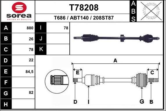 EAI T78208 - Приводний вал avtolavka.club