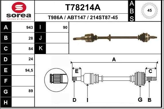 EAI T78214A - Приводний вал avtolavka.club