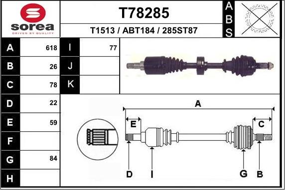 EAI T78285 - Приводний вал avtolavka.club