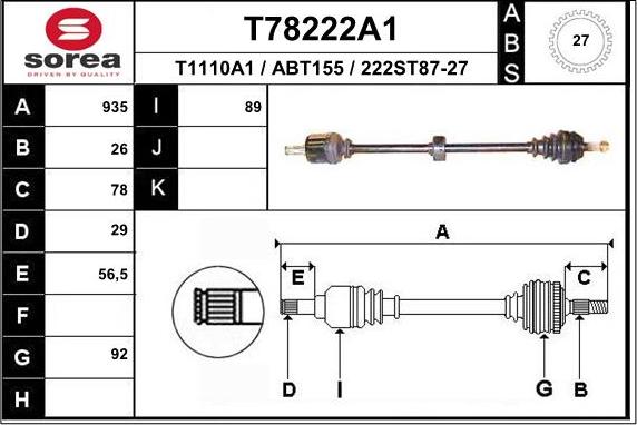 EAI T78222A1 - Приводний вал avtolavka.club