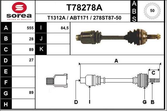 EAI T78278A - Приводний вал avtolavka.club