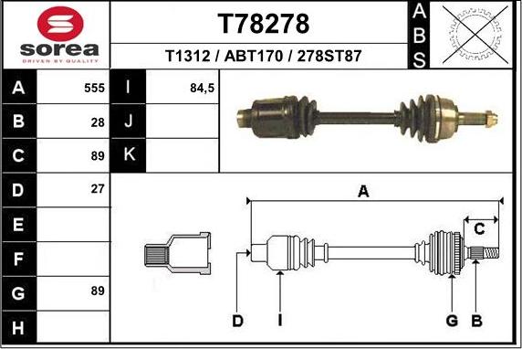 EAI T78278 - Приводний вал avtolavka.club