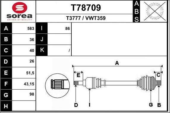 EAI T78709 - Приводний вал avtolavka.club