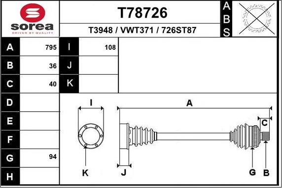 EAI T78726 - Приводний вал avtolavka.club