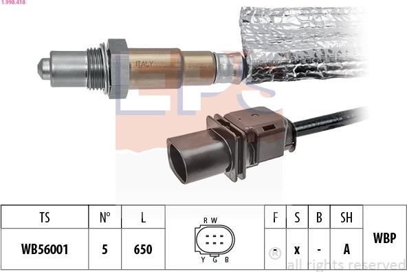 EPS 1.998.418 - Лямбда-зонд, датчик кисню avtolavka.club