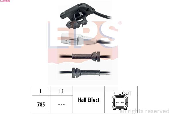 EPS 1.960.031 - Датчик ABS, частота обертання колеса avtolavka.club