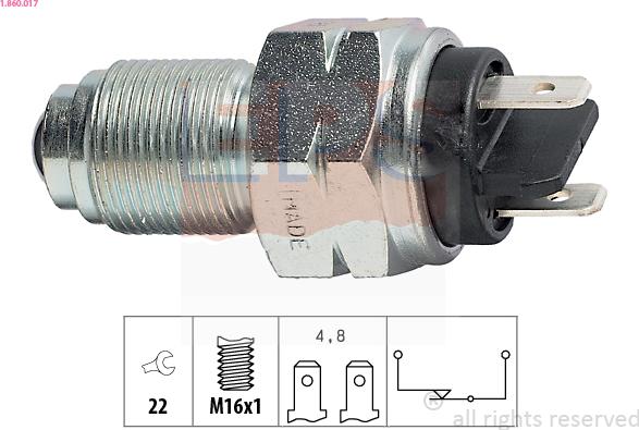 EPS 1.860.017 - Датчик, контактний перемикач, фара заднього ходу avtolavka.club
