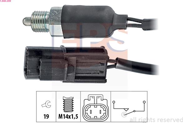 EPS 1.860.209 - Датчик, контактний перемикач, фара заднього ходу avtolavka.club