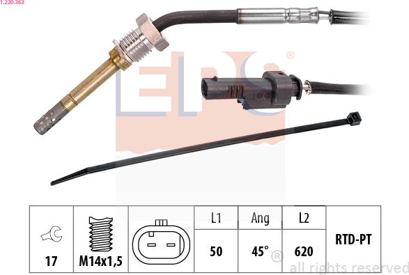 EPS 1.220.363 - Датчик, температура вихлопних газів avtolavka.club