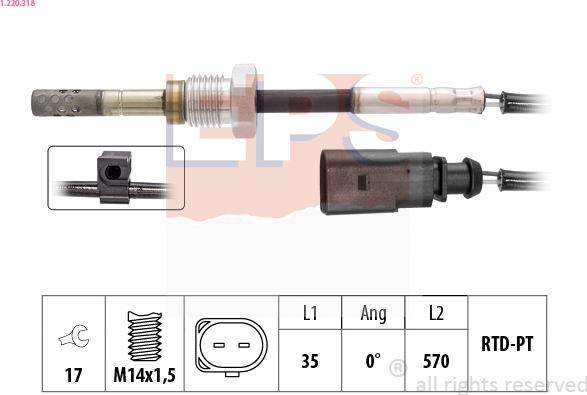 EPS 1.220.318 - Датчик, температура вихлопних газів avtolavka.club