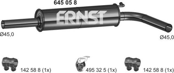 ERNST 645058 - Середній глушник вихлопних газів avtolavka.club
