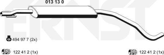 ERNST 013130 - Середній глушник вихлопних газів avtolavka.club