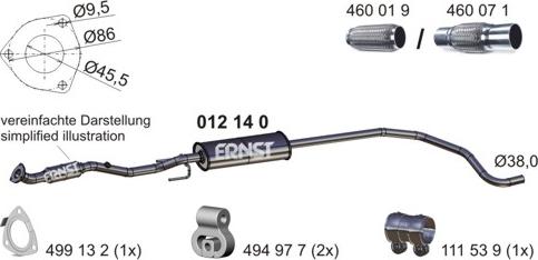 ERNST 012140 - Середній глушник вихлопних газів avtolavka.club