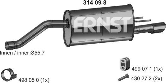 ERNST 034098 - Глушник вихлопних газів кінцевий avtolavka.club