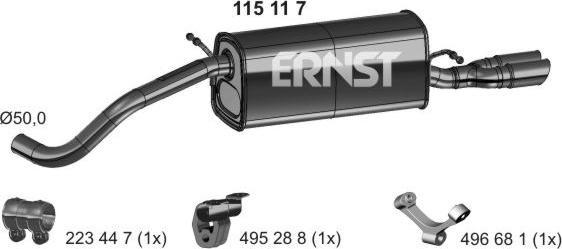 ERNST 115117 - Глушник вихлопних газів кінцевий avtolavka.club