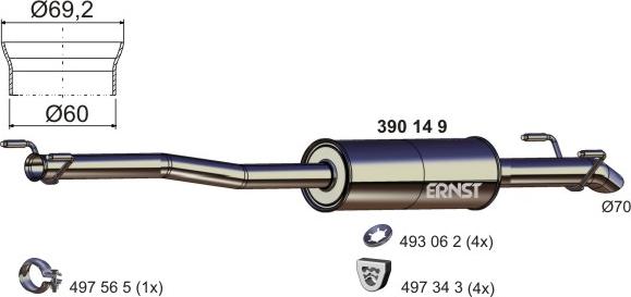 ERNST 390149 - Середній глушник вихлопних газів avtolavka.club