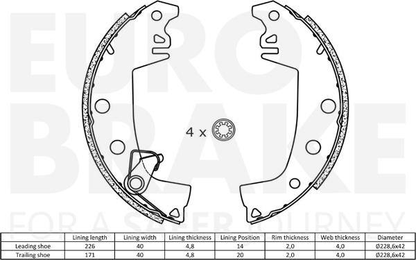 Eurobrake 58492799235 - Комплект гальм, ручник, парковка avtolavka.club