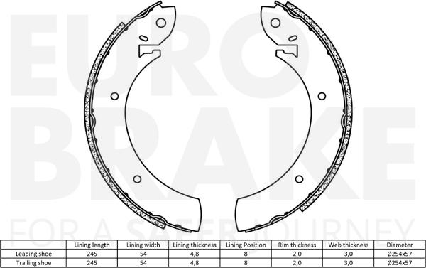 Eurobrake 58492799272 - Комплект гальм, барабанний механізм avtolavka.club