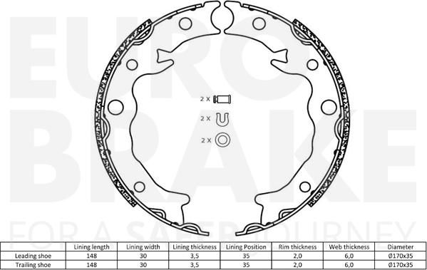 Eurobrake 58492744835 - Комплект гальм, ручник, парковка avtolavka.club