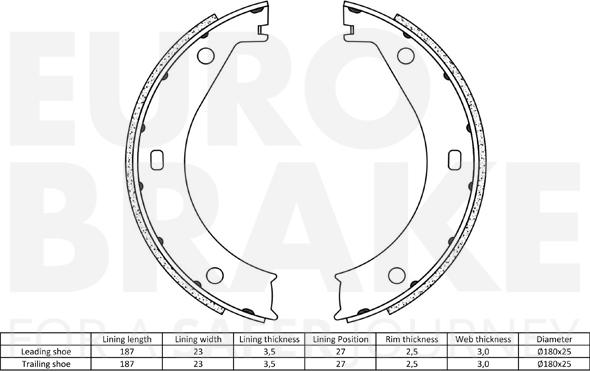 Eurobrake 58492715415 - Комплект гальм, ручник, парковка avtolavka.club