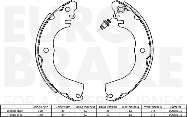 Eurobrake 58492730862 - Комплект гальм, барабанний механізм avtolavka.club