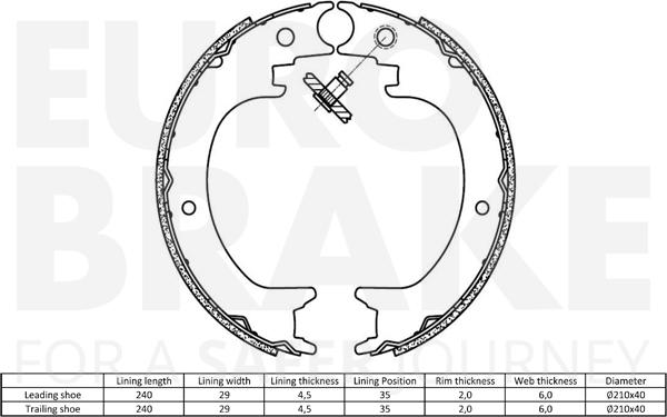 Eurobrake 58492730824 - Комплект гальм, ручник, парковка avtolavka.club