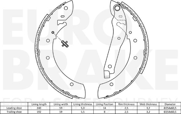 Eurobrake 58492737390 - Комплект гальм, барабанний механізм avtolavka.club