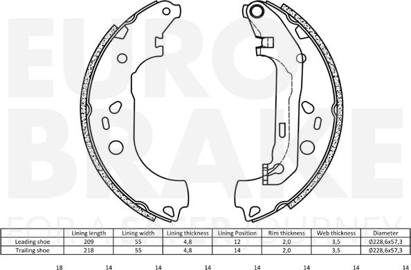 Eurobrake 58492725700 - Комплект гальм, барабанний механізм avtolavka.club