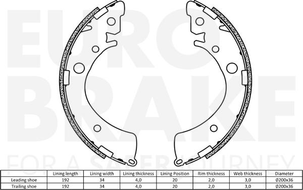 Eurobrake 58492726441 - Комплект гальм, барабанний механізм avtolavka.club