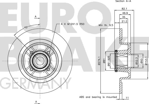 Eurobrake 5815313946 - Гальмівний диск avtolavka.club