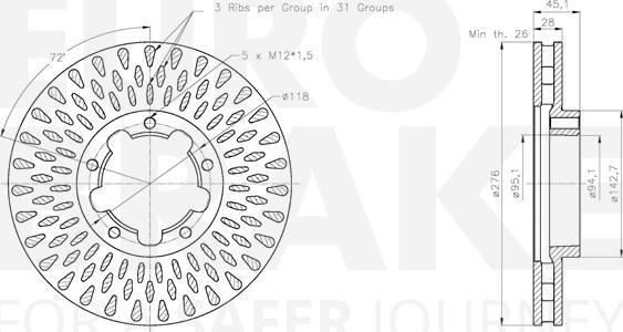 Eurobrake 5815312286 - Гальмівний диск avtolavka.club