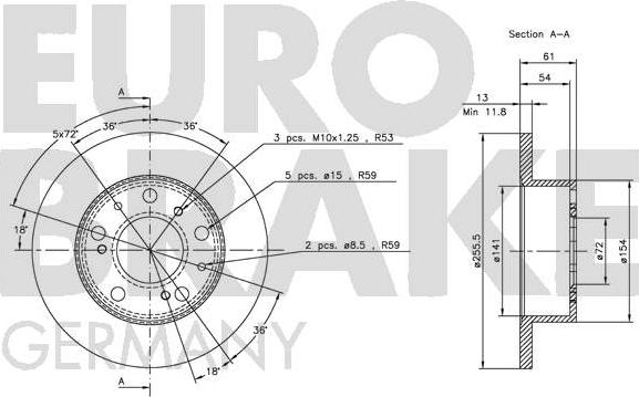 Eurobrake 5815209913 - Гальмівний диск avtolavka.club