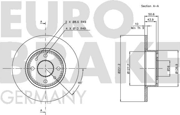 Eurobrake 5815209928 - Гальмівний диск avtolavka.club