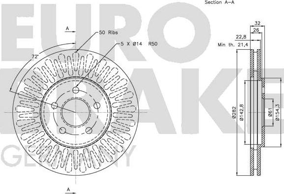 Eurobrake 5815209315 - Гальмівний диск avtolavka.club